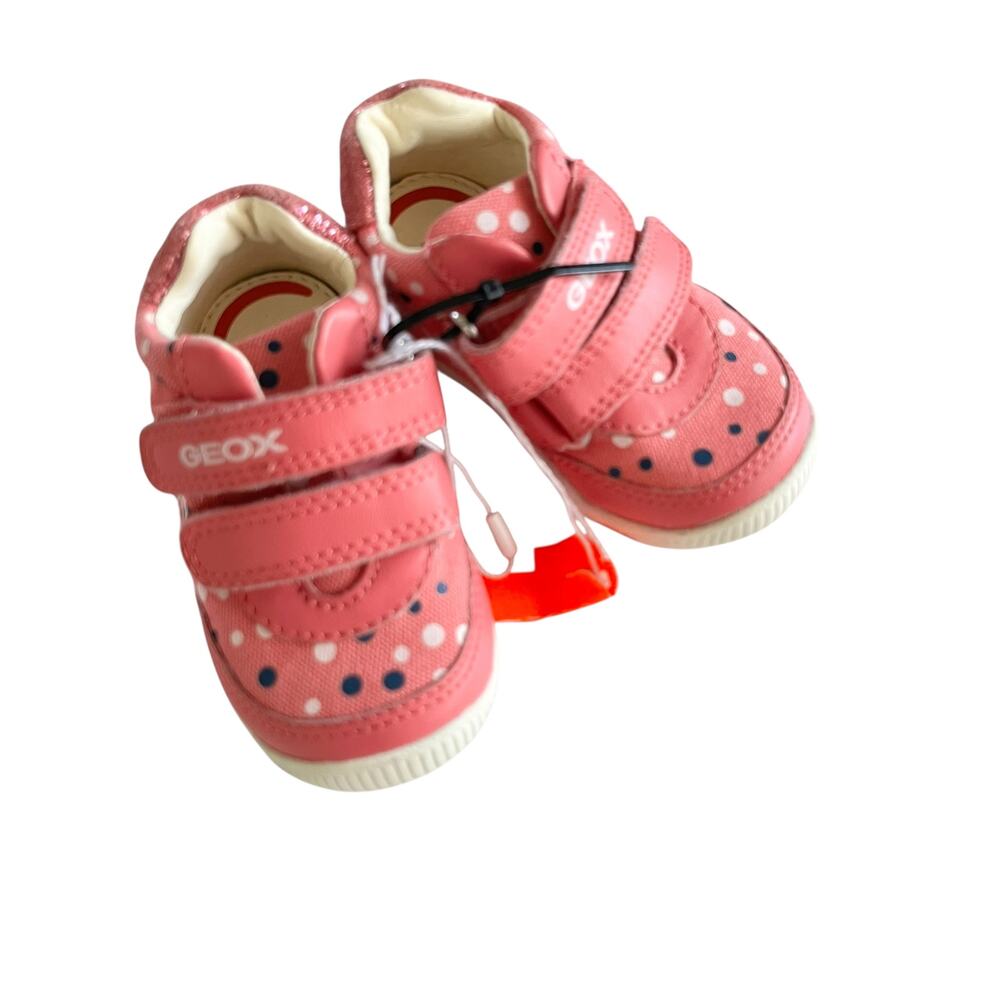 Geox Respira girls Pink Polka Dot first walker Low Top Trainer shoes size 19 NWT